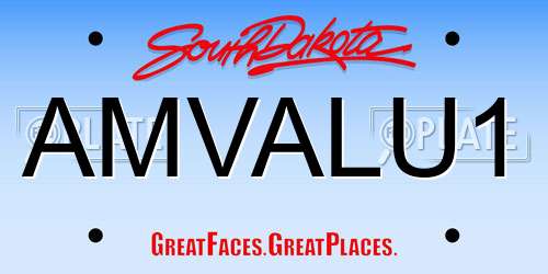 AMVALU1 South Dakota License Plate