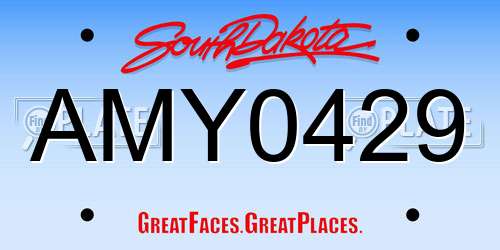 AMY0429 South Dakota License Plate