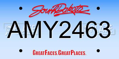 AMY2463 South Dakota License Plate