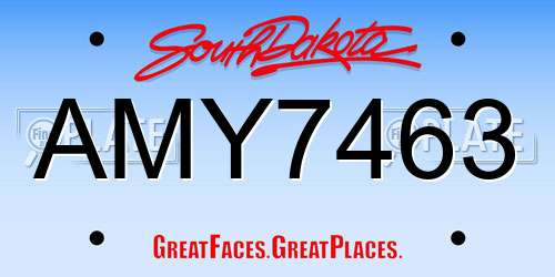 AMY7463 South Dakota License Plate