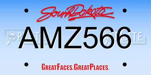 AMZ566 South Dakota License Plate