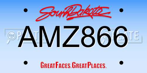 AMZ866 South Dakota License Plate