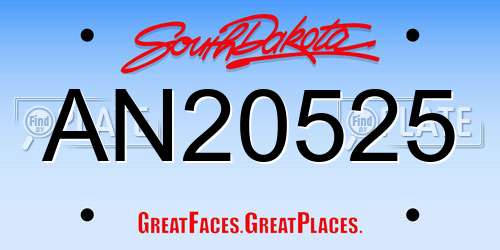 AN20525 South Dakota License Plate