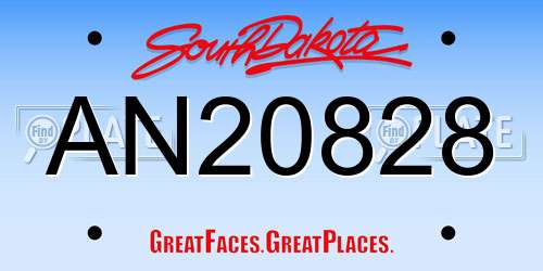 AN20828 South Dakota License Plate
