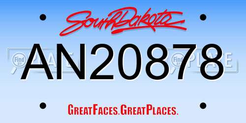 AN20878 South Dakota License Plate