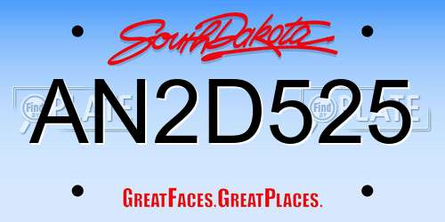 AN2D525 South Dakota License Plate