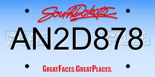 AN2D878 South Dakota License Plate