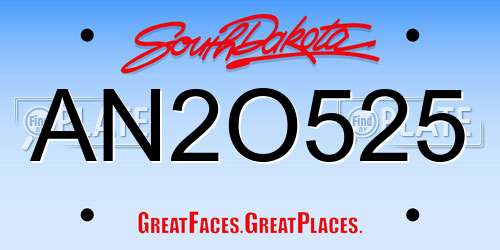 AN2O525 South Dakota License Plate