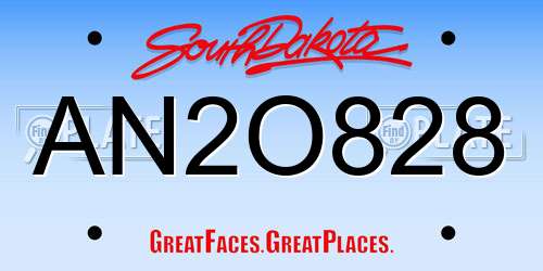 AN2O828 South Dakota License Plate