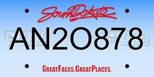 AN2O878 South Dakota License Plate