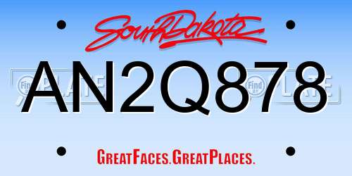 AN2Q878 South Dakota License Plate