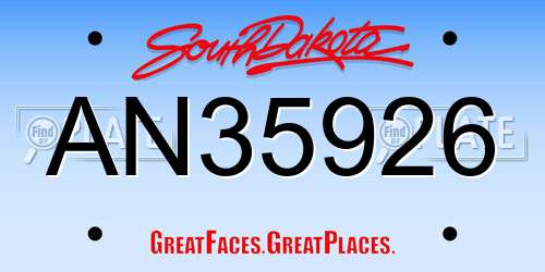 AN35926 South Dakota License Plate