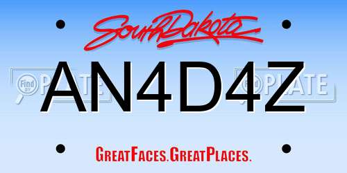 AN4D4Z South Dakota License Plate