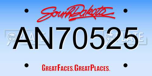 AN70525 South Dakota License Plate