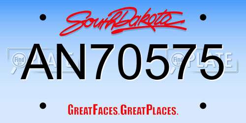 AN70575 South Dakota License Plate