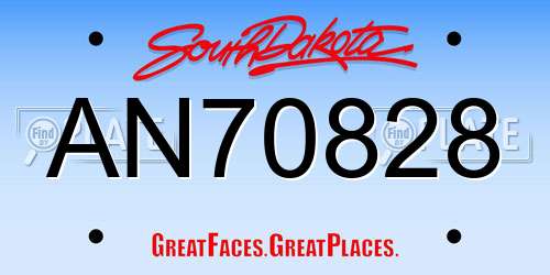 AN70828 South Dakota License Plate