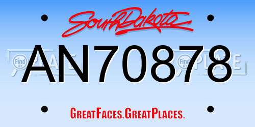 AN70878 South Dakota License Plate