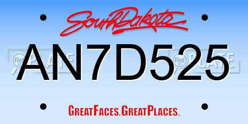 AN7D525 South Dakota License Plate