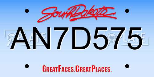 AN7D575 South Dakota License Plate