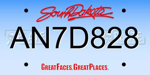 AN7D828 South Dakota License Plate