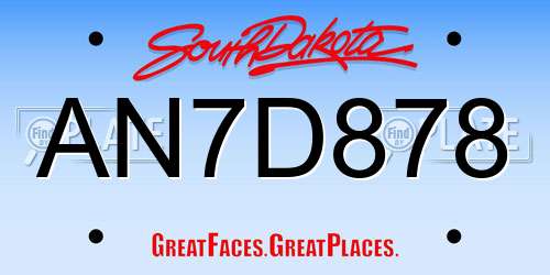 AN7D878 South Dakota License Plate