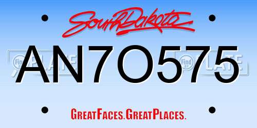 AN7O575 South Dakota License Plate