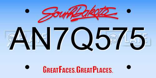 AN7Q575 South Dakota License Plate