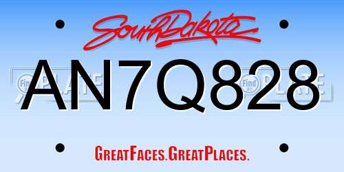 AN7Q828 South Dakota License Plate