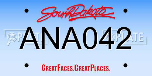 ANA042 South Dakota License Plate