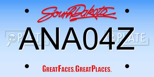 ANA04Z South Dakota License Plate