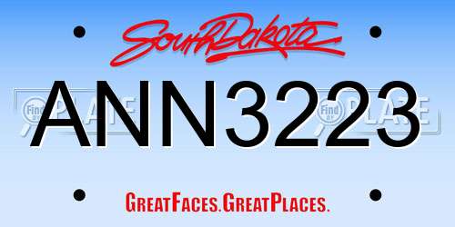 ANN3223 South Dakota License Plate