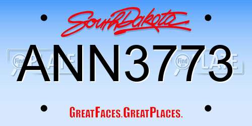 ANN3773 South Dakota License Plate