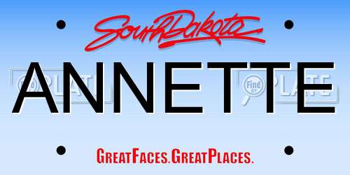 ANNETTE South Dakota License Plate