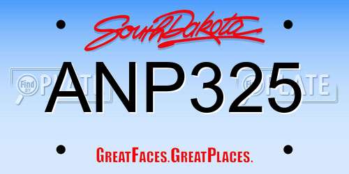 ANP325 South Dakota License Plate
