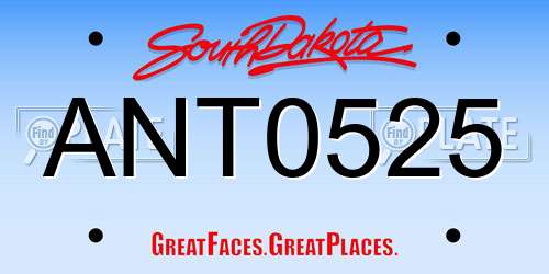 ANT0525 South Dakota License Plate