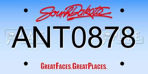 ANT0878 South Dakota License Plate