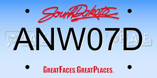 ANW07D South Dakota License Plate