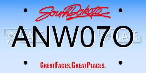ANW07O South Dakota License Plate