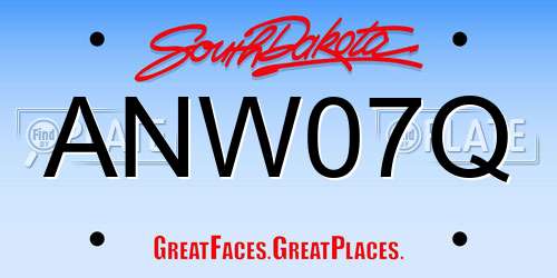ANW07Q South Dakota License Plate