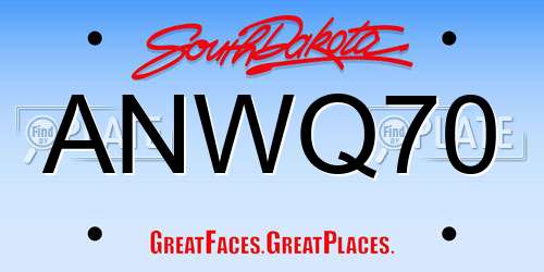 ANWQ70 South Dakota License Plate