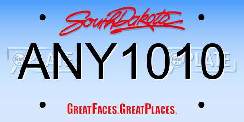 ANY1010 South Dakota License Plate