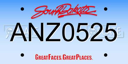 ANZ0525 South Dakota License Plate