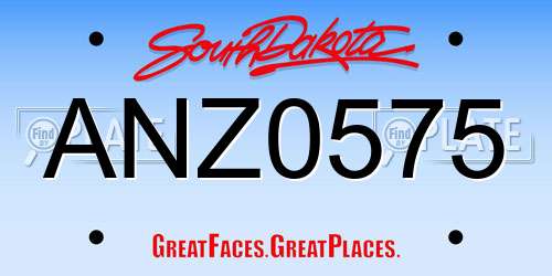 ANZ0575 South Dakota License Plate