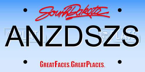 ANZDSZS South Dakota License Plate
