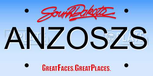 ANZOSZS South Dakota License Plate