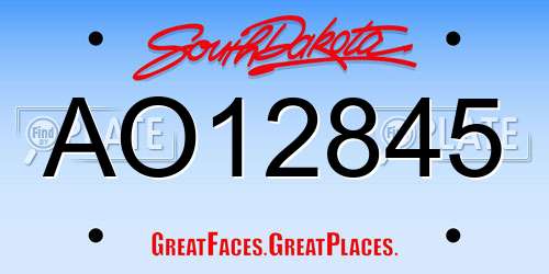 AO12845 South Dakota License Plate