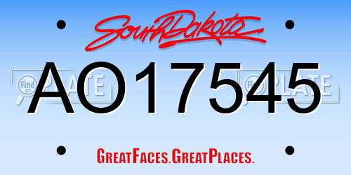 AO17545 South Dakota License Plate