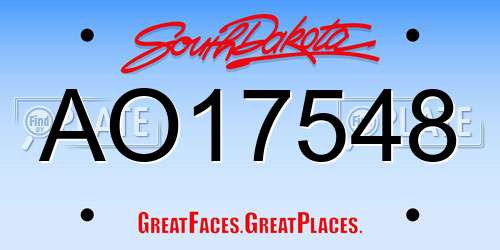 AO17548 South Dakota License Plate