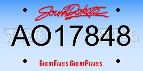 AO17848 South Dakota License Plate