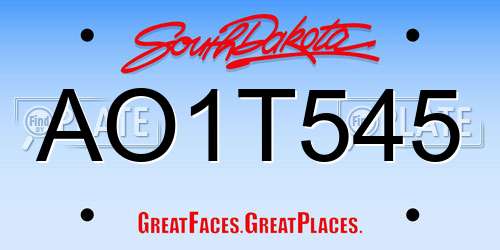 AO1T545 South Dakota License Plate